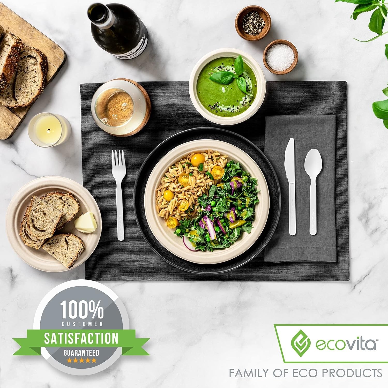 100% Compostable Paper Plates [7 in.] – 150 Disposable Plates Eco Friendly St…