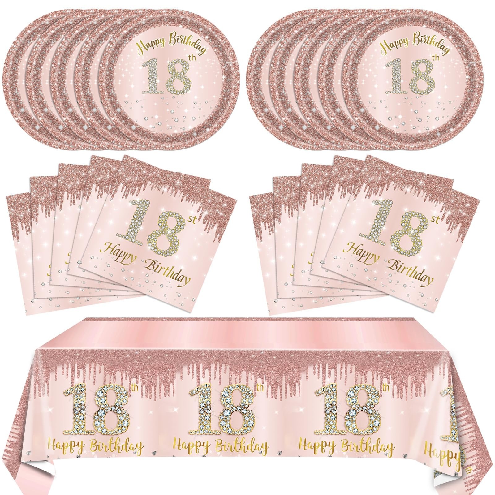 41 PCS 18th Birthday Decorations for Girls, Rose Gold 18th Birthday Party Set