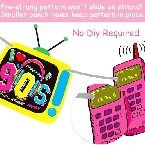 90s Theme Birthday Party Banners Retro 1990s Birthday Party Decorations Retro St