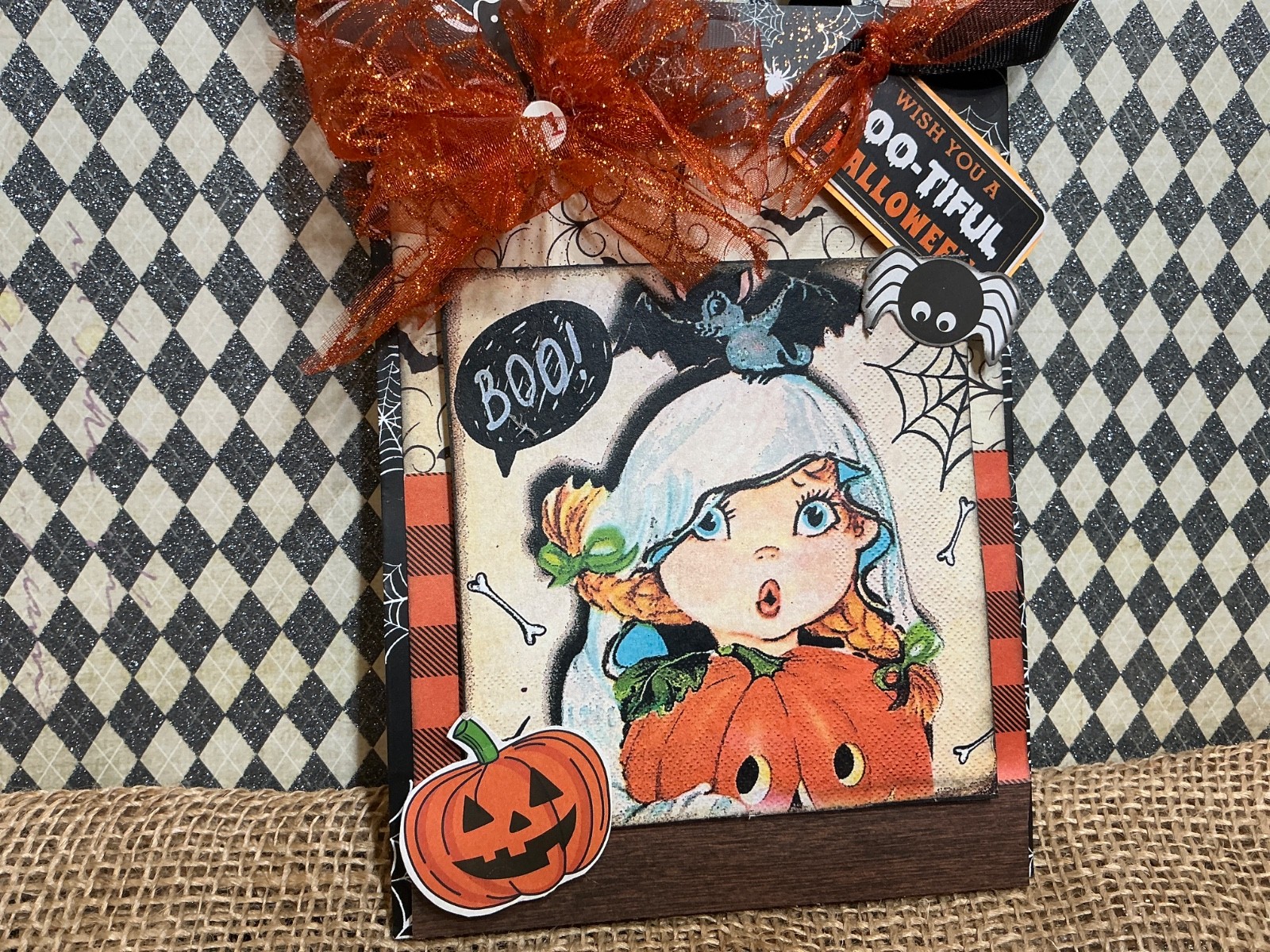 Set Of 2 Retro Halloween Candy/Gift Bags Trick-O-Treat