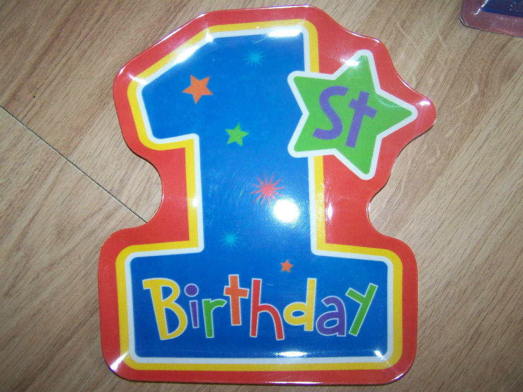 1st Birthday Party Plate 8 X 9″ Plastic Dishwasher Safe Amscan #1 Blue New