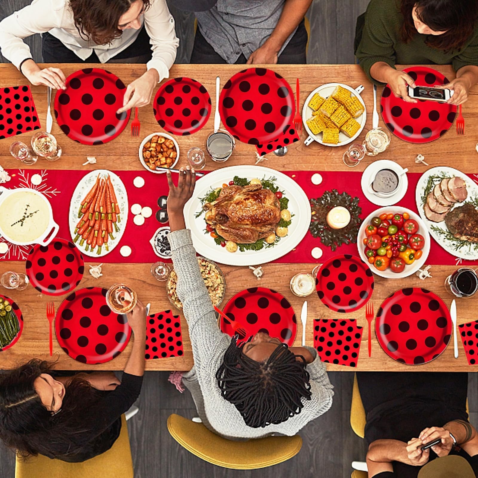 96Pcs Ladybug Party Supplies – Cute Disposable Plates & Napkins for 24 Guests
