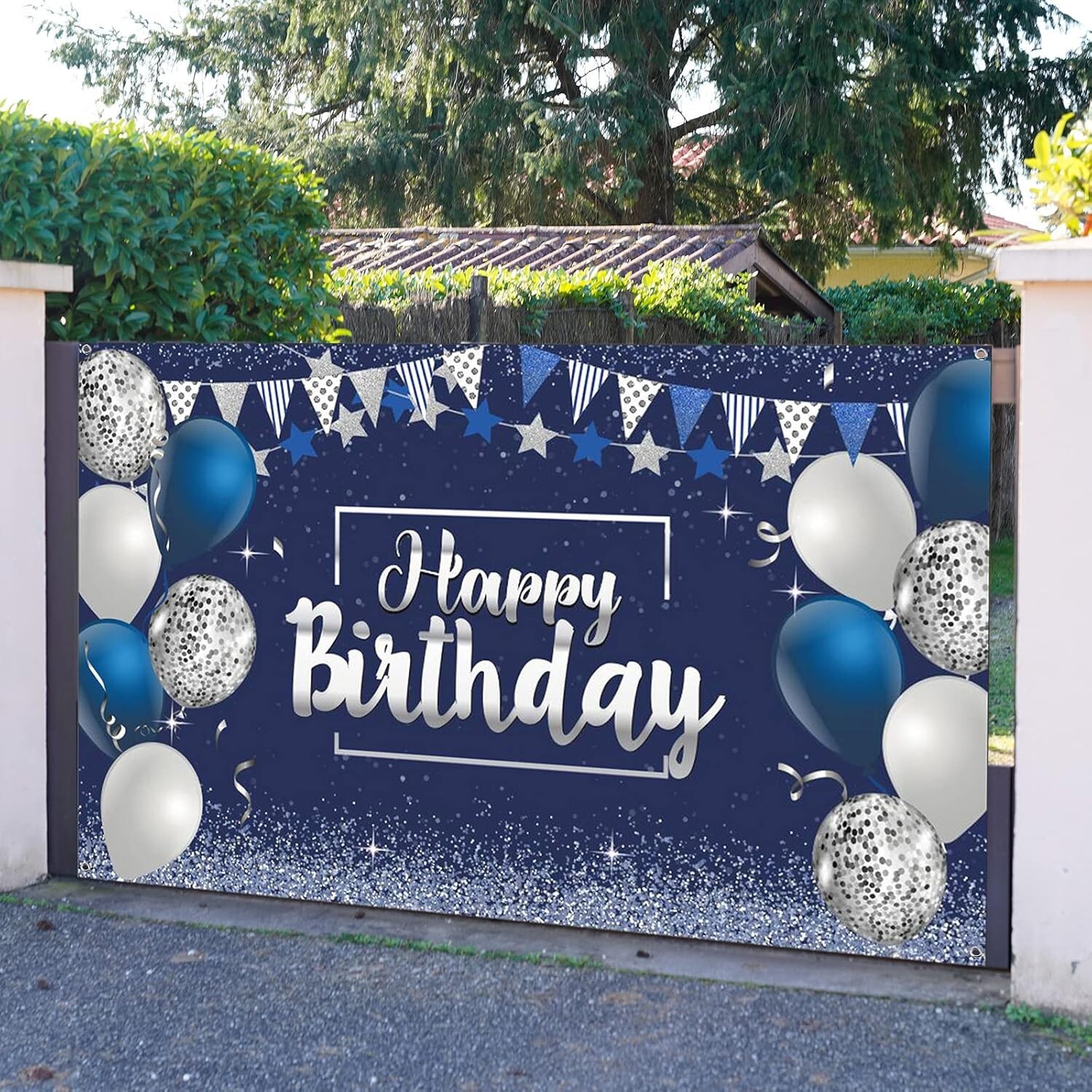 Elegant Glitter Birthday Backdrop Banner for Men & Women – Large 72.8”x43.3”