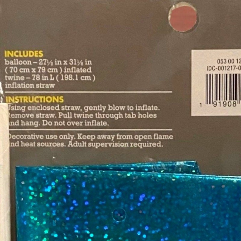 Spritz Mermaid Foil Balloon w/ Inflation Straw, 27-1/2″ x 31″