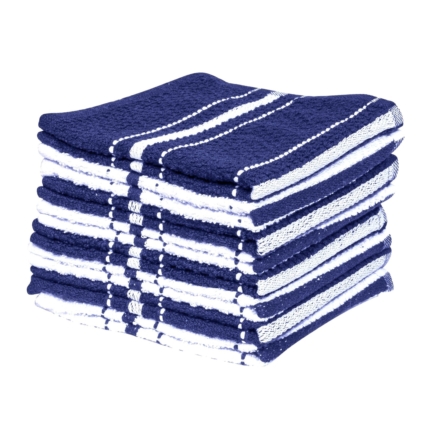 SYDR Terry Kitchen Stripe Dish Cloths,100% Cotton(8 Pack) 12 x 12 Inches Super S