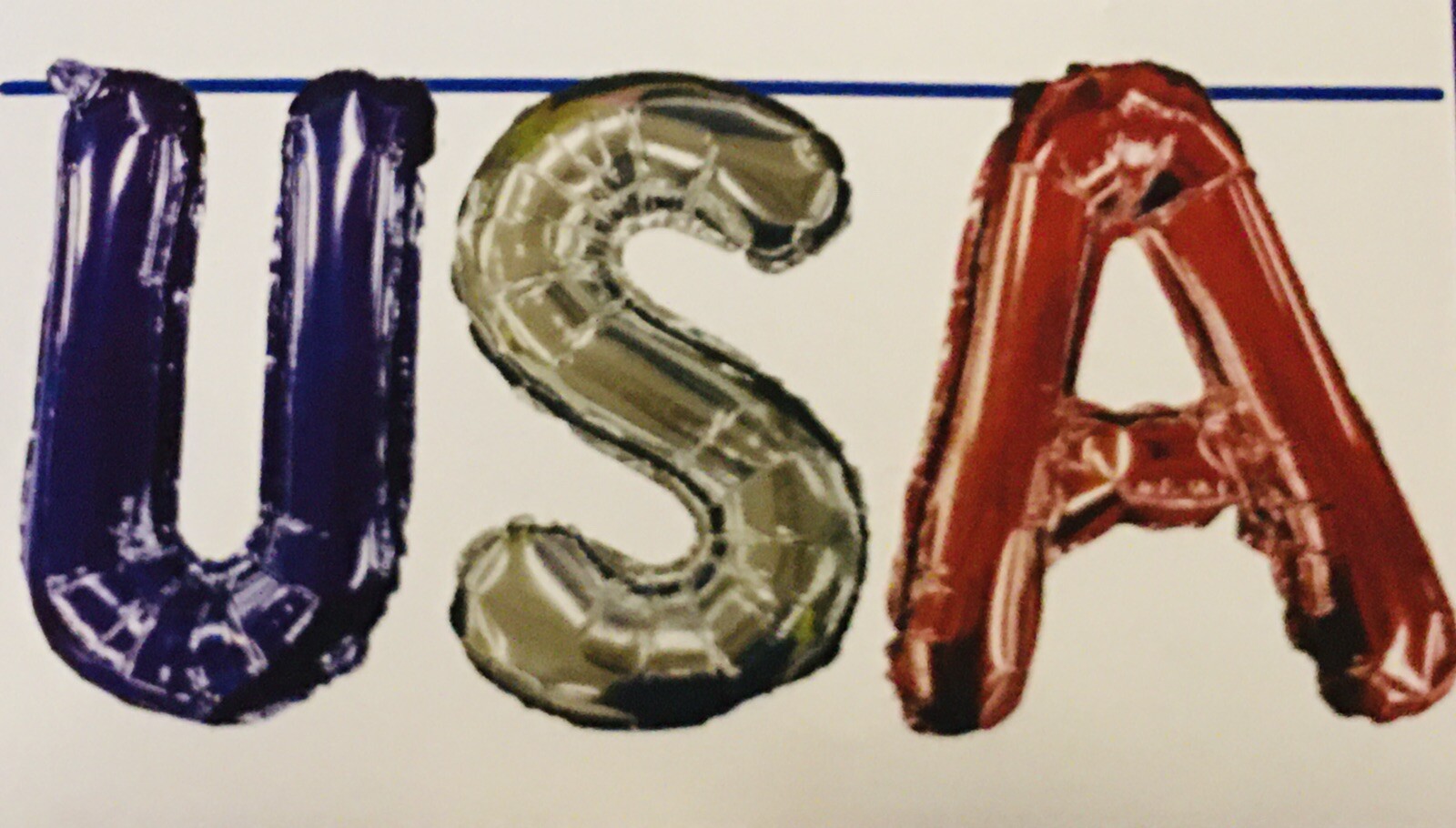 USA Balloon Banner 13” Letters Red, Silver & Blue Patriotic America