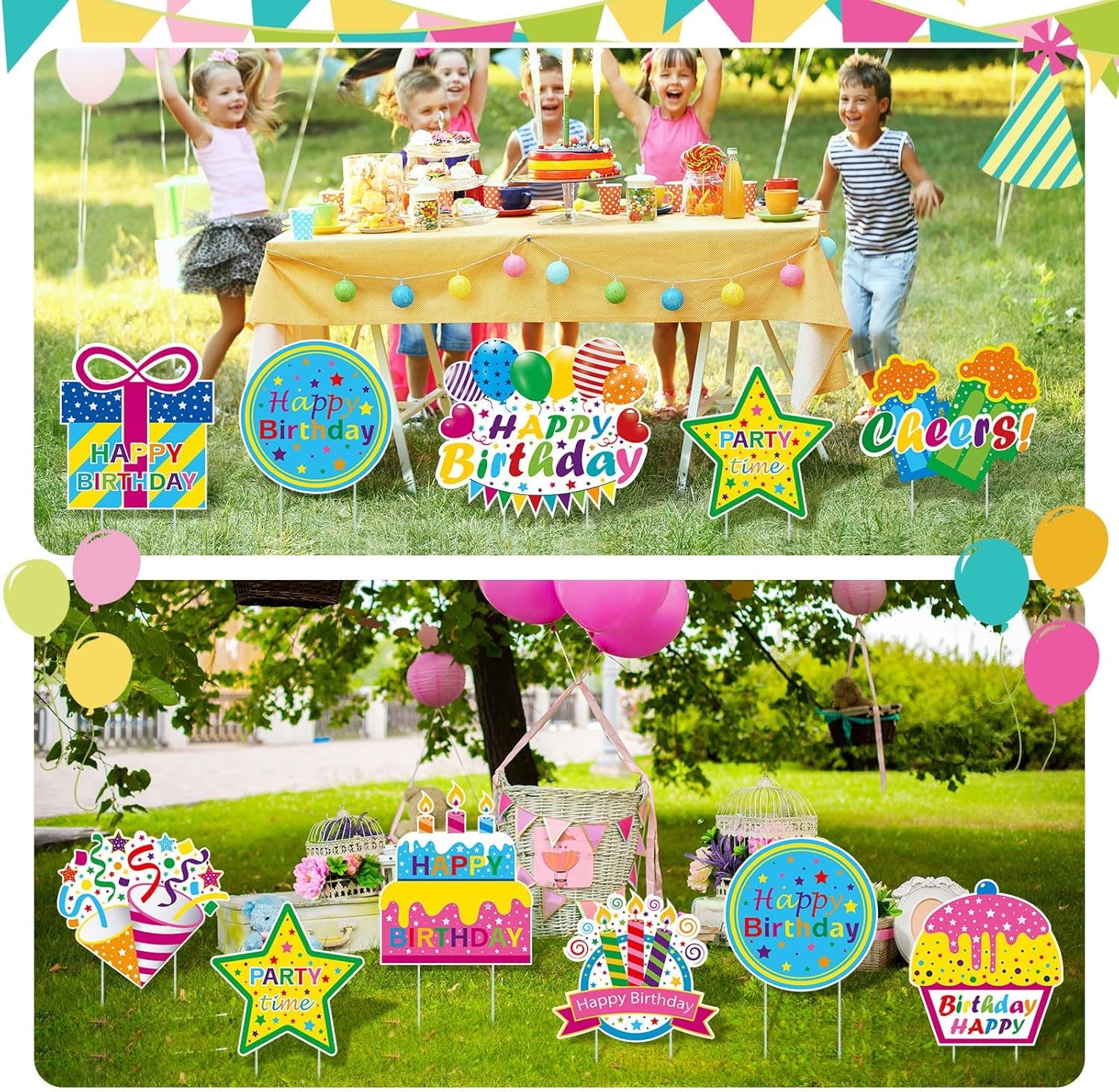 Happy Birthday Yard Signs with Stakes Birthday Lawn Signs Waterproof Outdoor