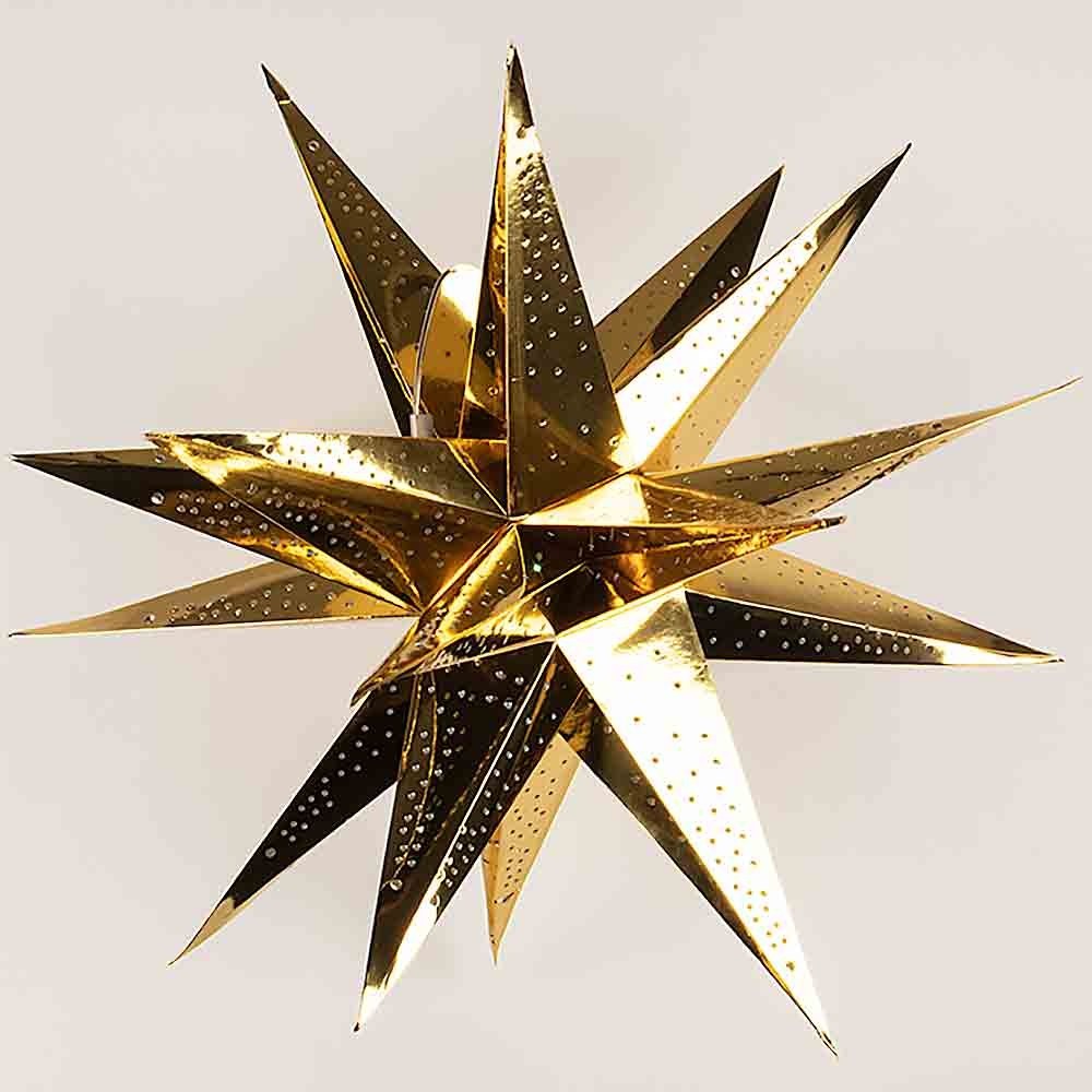25 Moravian Hanging Glossy Gold Multi-Point Paper Stars