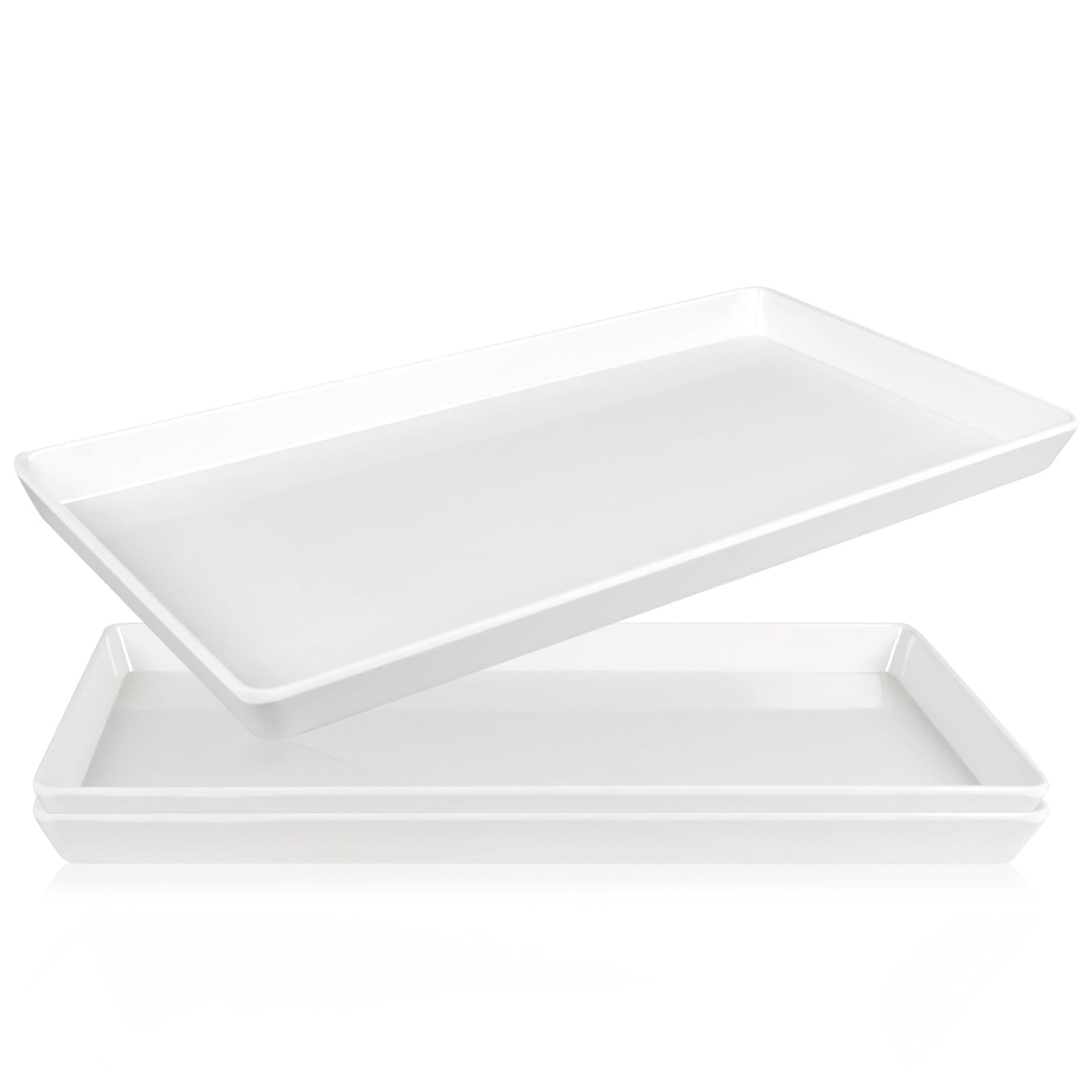 CZWESTC 3pcs White Melamine Serving Trays, 11.8×6.2 Inch Reusable Rectangle Appe