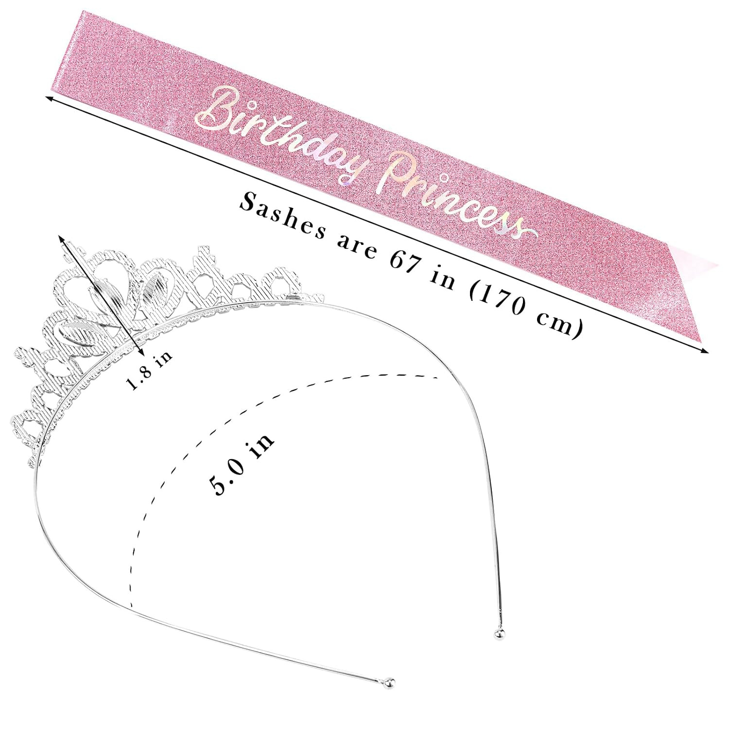 Princess Sash and Tiara Set for Girls and Women – Happy Birthday Party