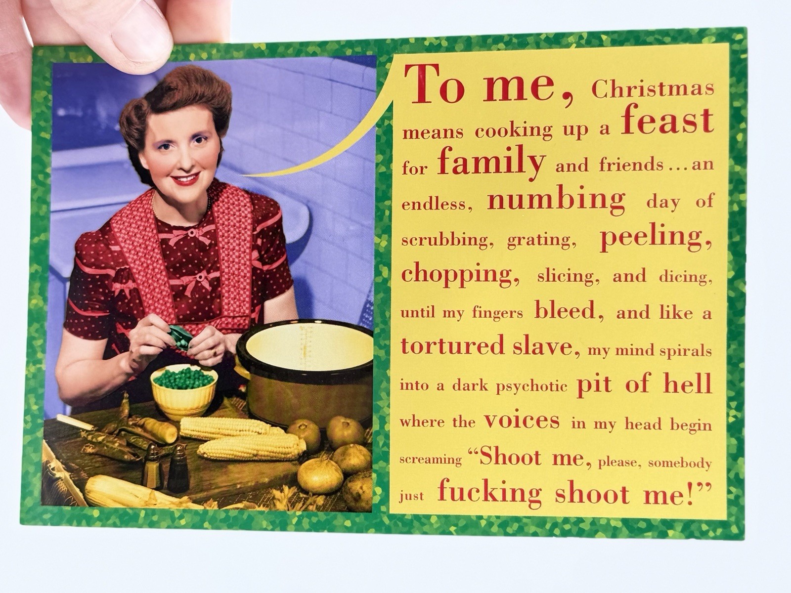 NobleWorks Offensive Christmas Card Adult Humor Rude Funny “Shoot Me” Cooking