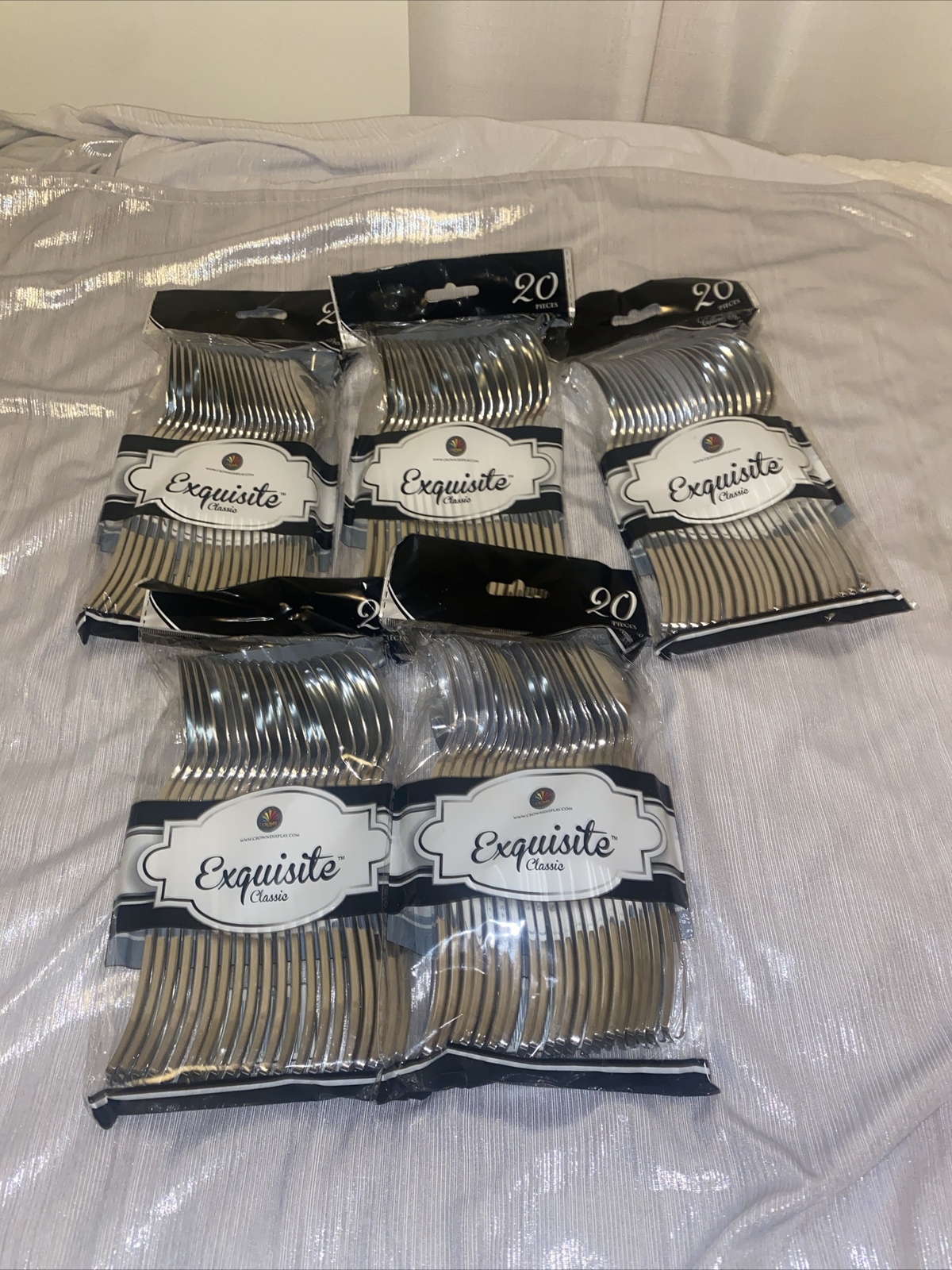 100 Plastic Spoons Silver 5 Packs Of 20 Exquisite Premium Plastic