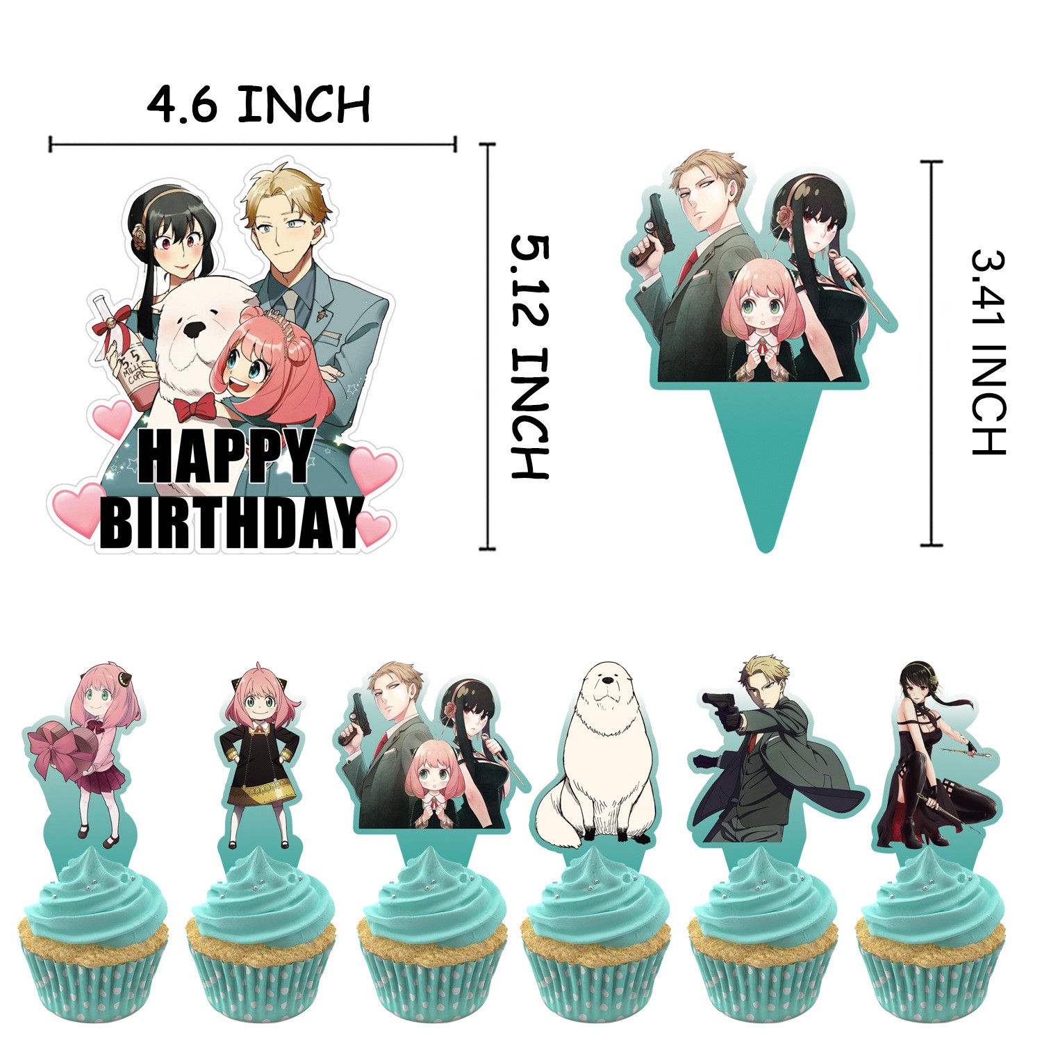 SPY x FAMILY Birthday Party Decor Supplies Cake Toppers Cupcakes Set Kit