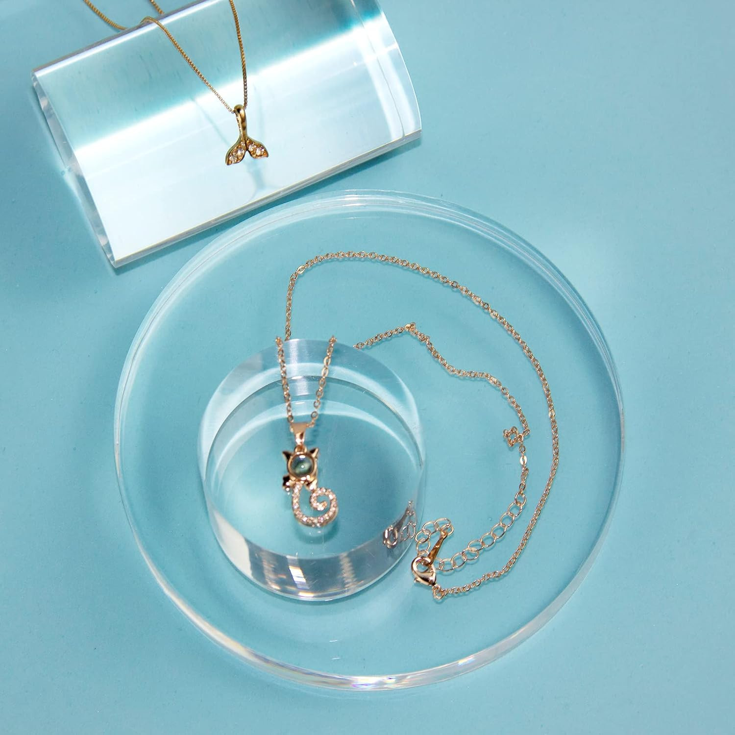 Clear Polished Acrylic Cube Cylinder round Photo Props, Transparent Solid Acryli