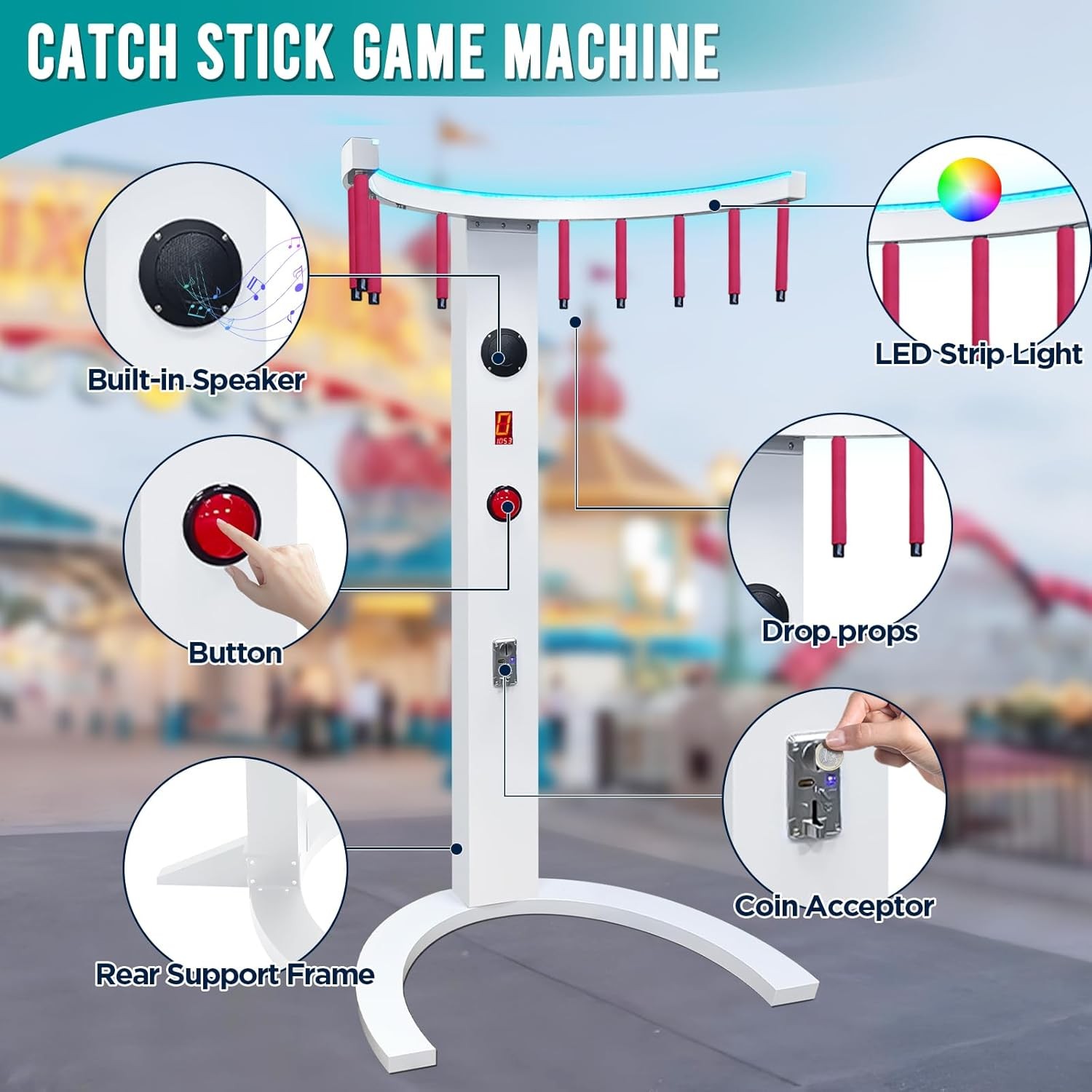 Catch Sticks Game Machine, Interactive Reaction Game for Party Rental Business