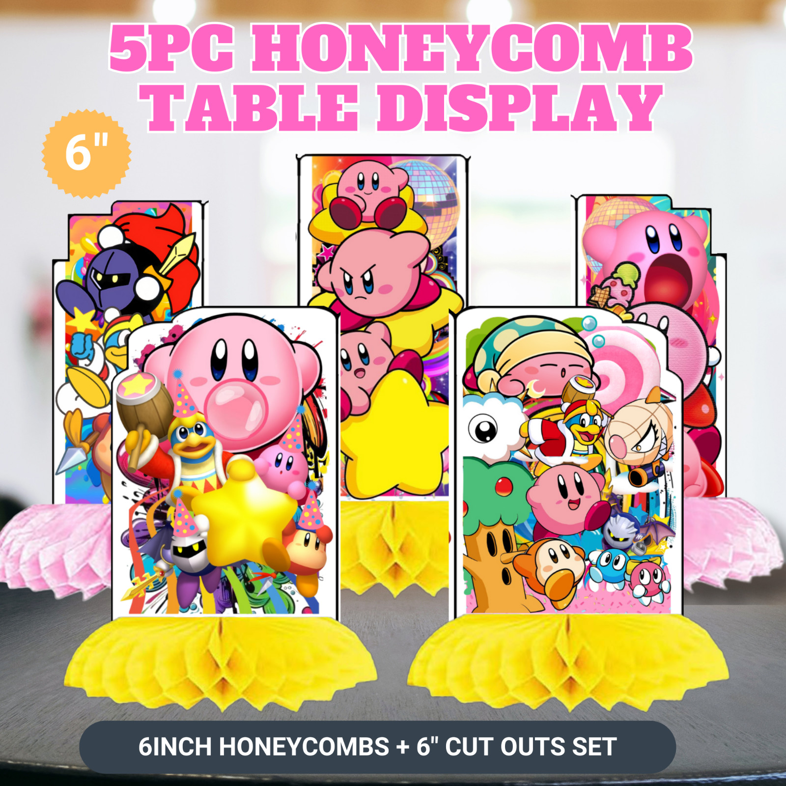 Kirby Star birthday party supplies favor centerpiece decoration event theme pink