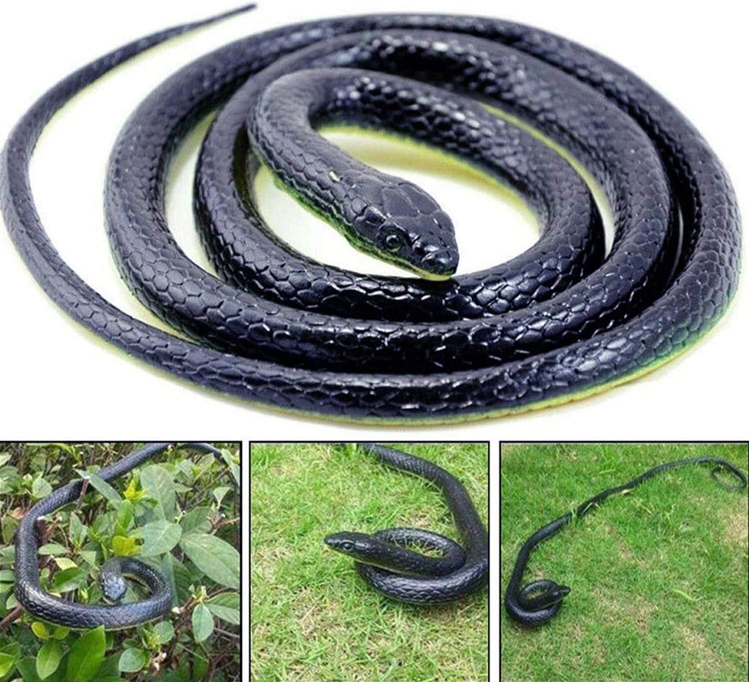 50″ Fake Realistic Rubber Snake Scary Toy Prank Party Joke Halloween Decor Prop