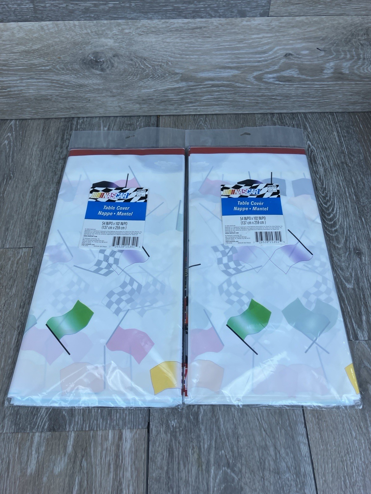 NASCAR Plastic Tablecloth 54” X 102” Rectangle Vintage 2004 Lot Of 2