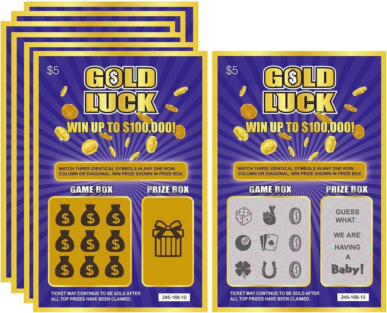 Gold Luck Pregnancy Announcement Fake Lottery Scratch Off Tickets, Great Idea…