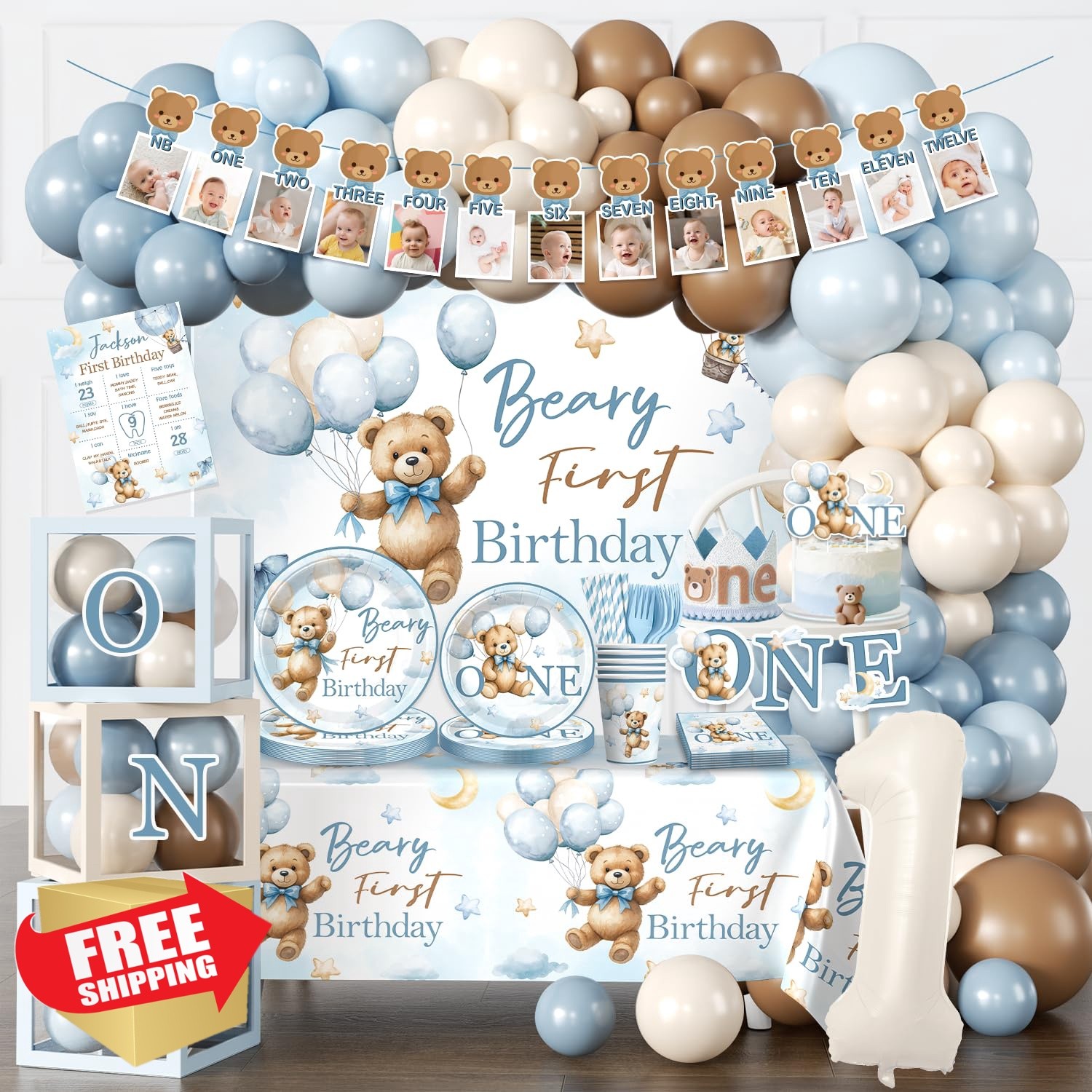 Fexivo Beary First Birthday Decor Set