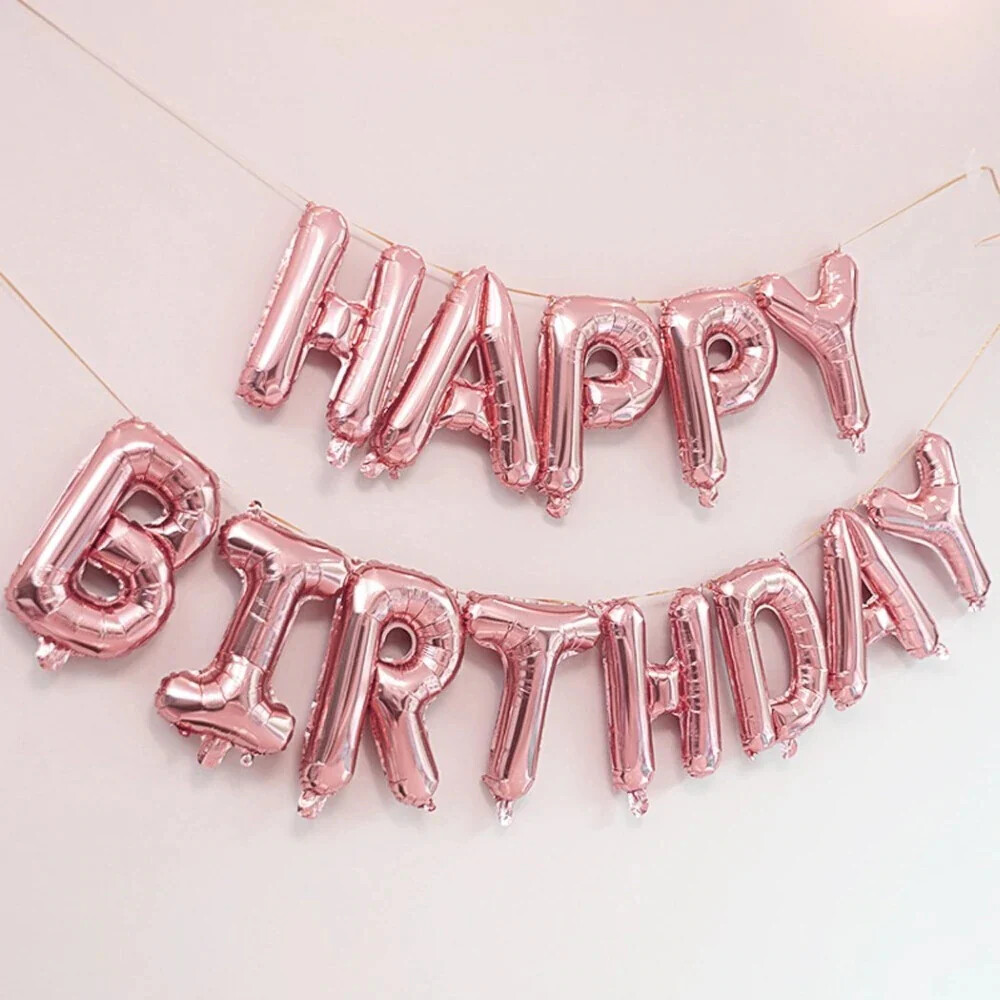 Happy Birthday Balloons Banner Bunting Self Inflating Decoration Letters Balloon