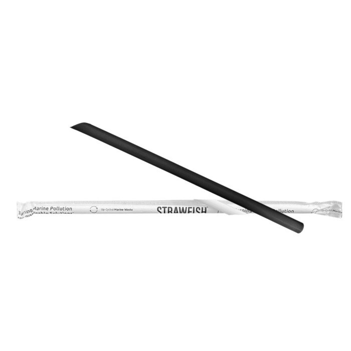 Case of 500 Strawfish 9.5″x12mm Boba Straws, Individually Wrapped, Black, New S1