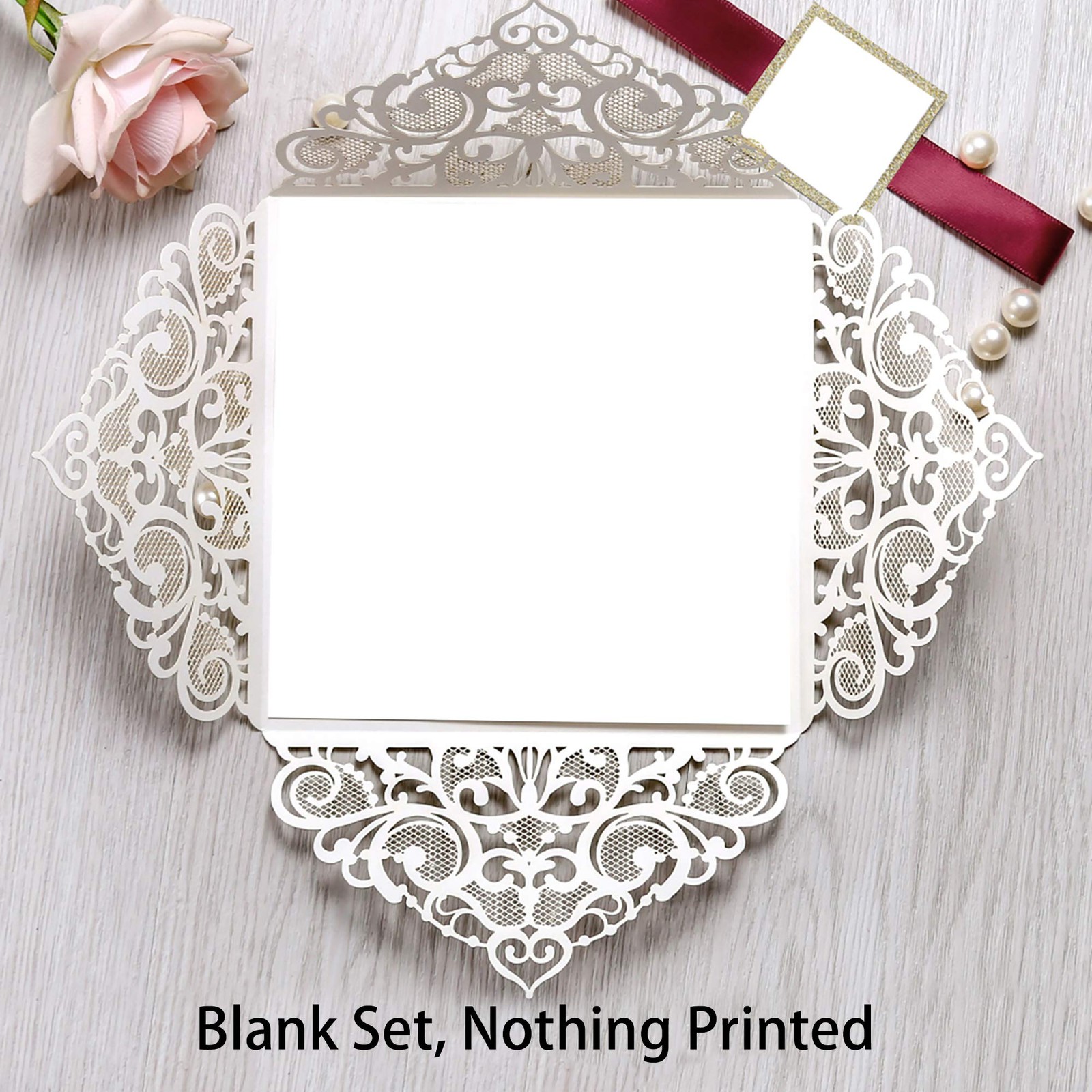 Dreambuilt 6.3 X 6.3 Inch 50Pcs Blank Dark Gold Glitter Laser Cut Wedding