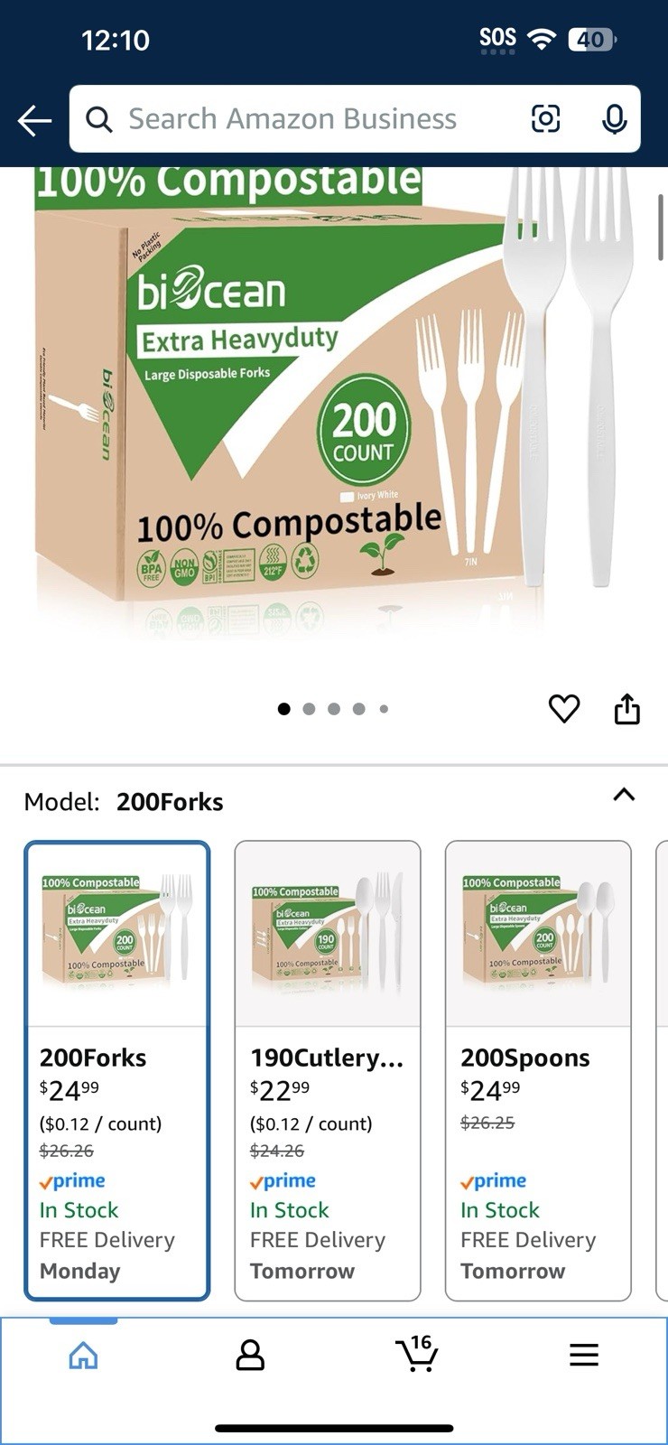 200 Compostable forks 6.7” Extra Heavy Duty Biodegradable Disposable Cutlery