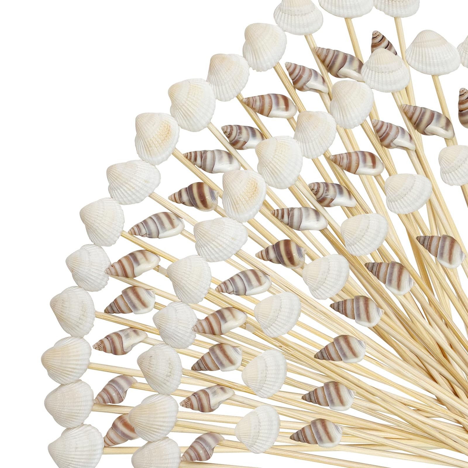 200 PCS Seashell Cocktail Picks Beach Hawaiian Luau Party Appetizer 4.7 Inch