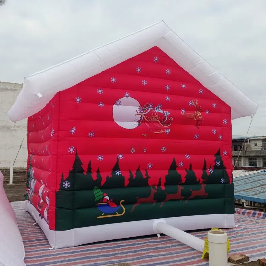 Full Printing Christmas House Inflatable Santa’s Grotto Santa Room With Blower