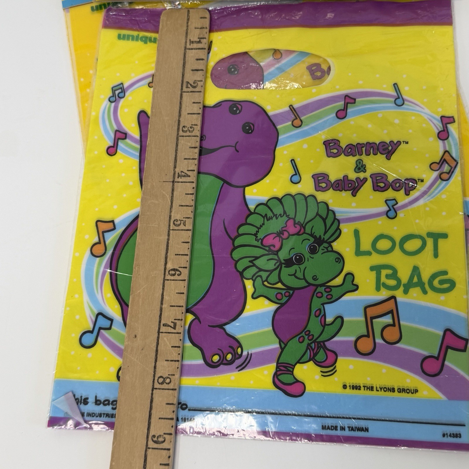 Barney Loot Favor Treat Birthday Party Bags 8 Pack x2 Baby Bop 1992 Retro NEW!