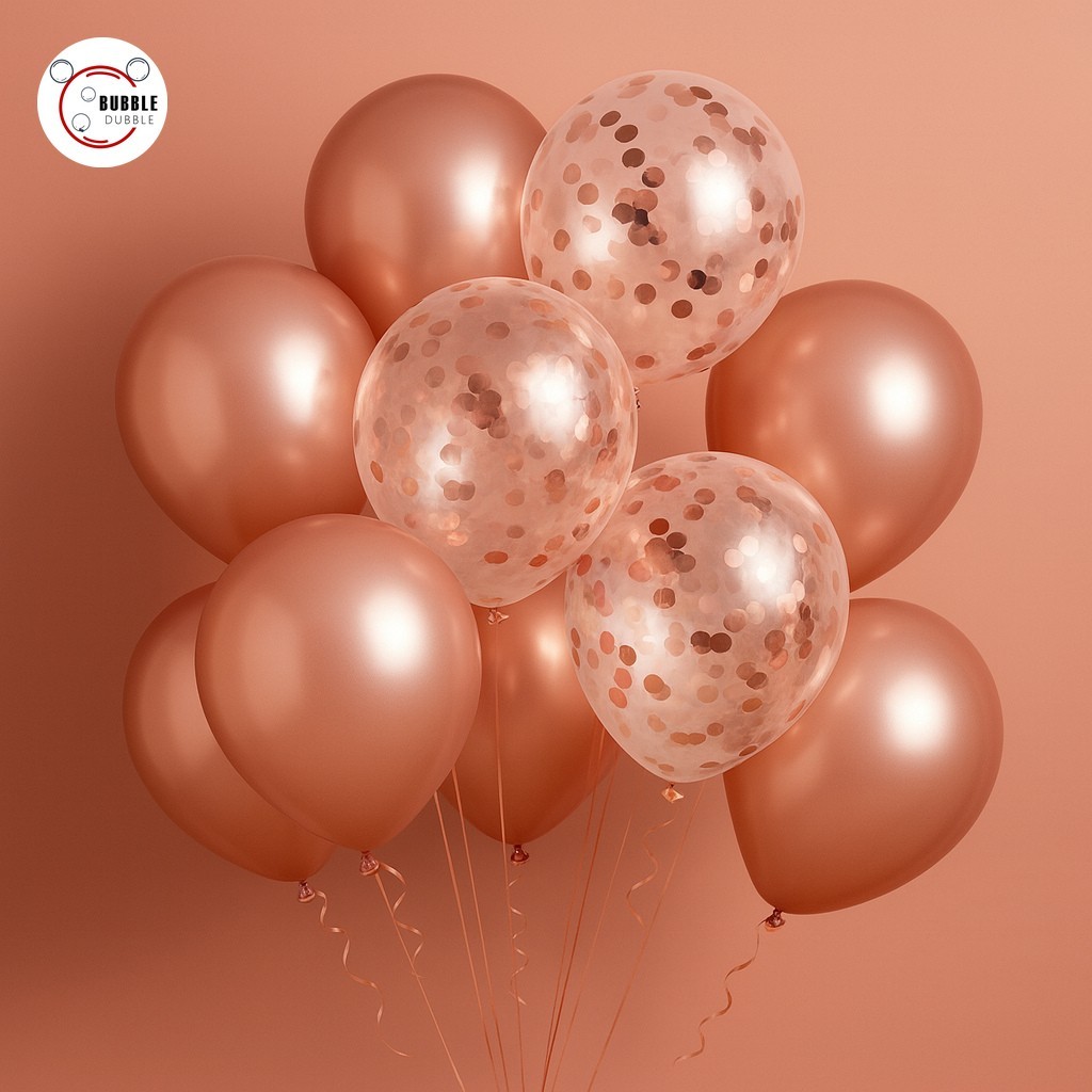 Bulk Lot Rose Gold 12″ Confetti Balloons 20PCS Metallic Latex Decor Birthday
