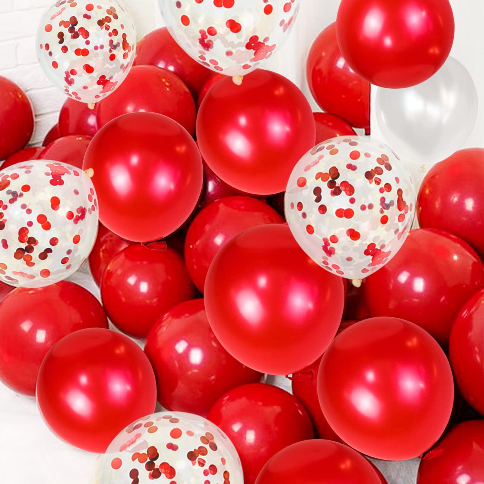 Royal Red & Gold Latex Balloons 12 Inch, Metallic Gold, Confetti Mix with Ri…