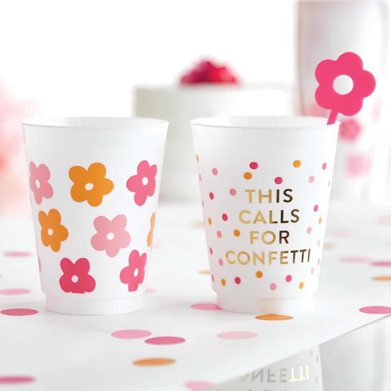 Happy Birthday Love Reusable Plastic Frost Cups 8-Count 16-Ounce