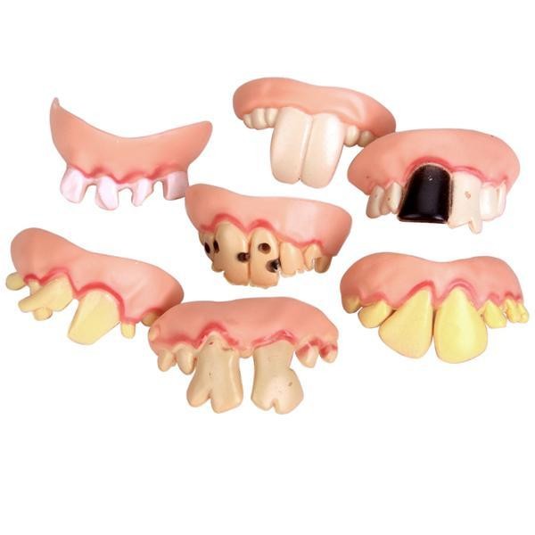 5x Novelty Rubber Ugly Stained False Dentures Party Trick Dress