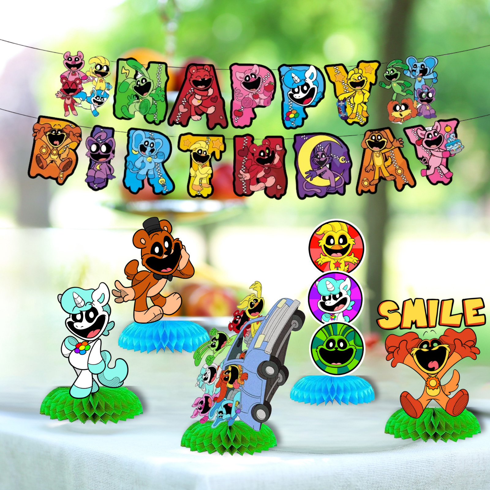 Smiling Plushy Tableware party supplies decoration balloons birthday centerpiece