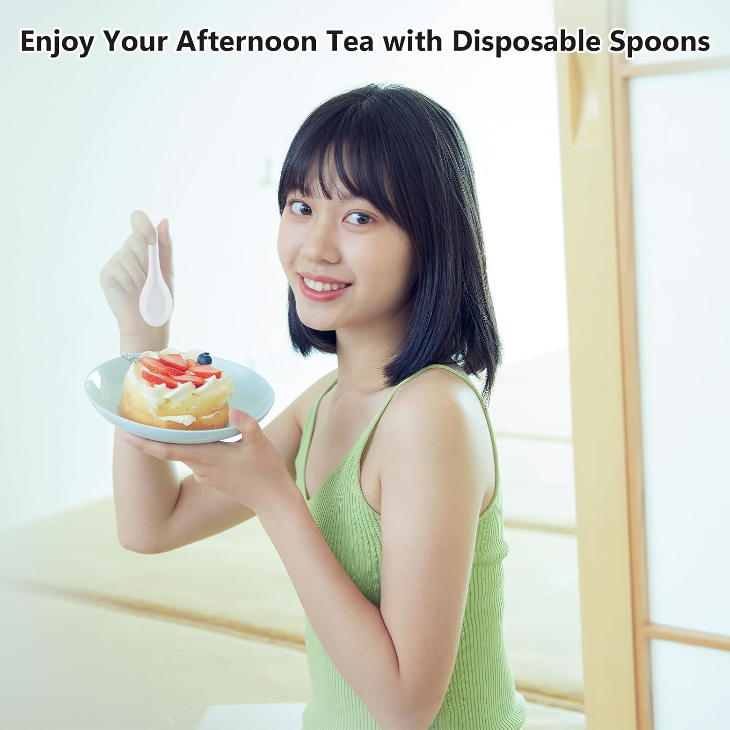 100 Pack Disposable Asian Soup Chinese Spoons, Disposable White Plastic Spoons,