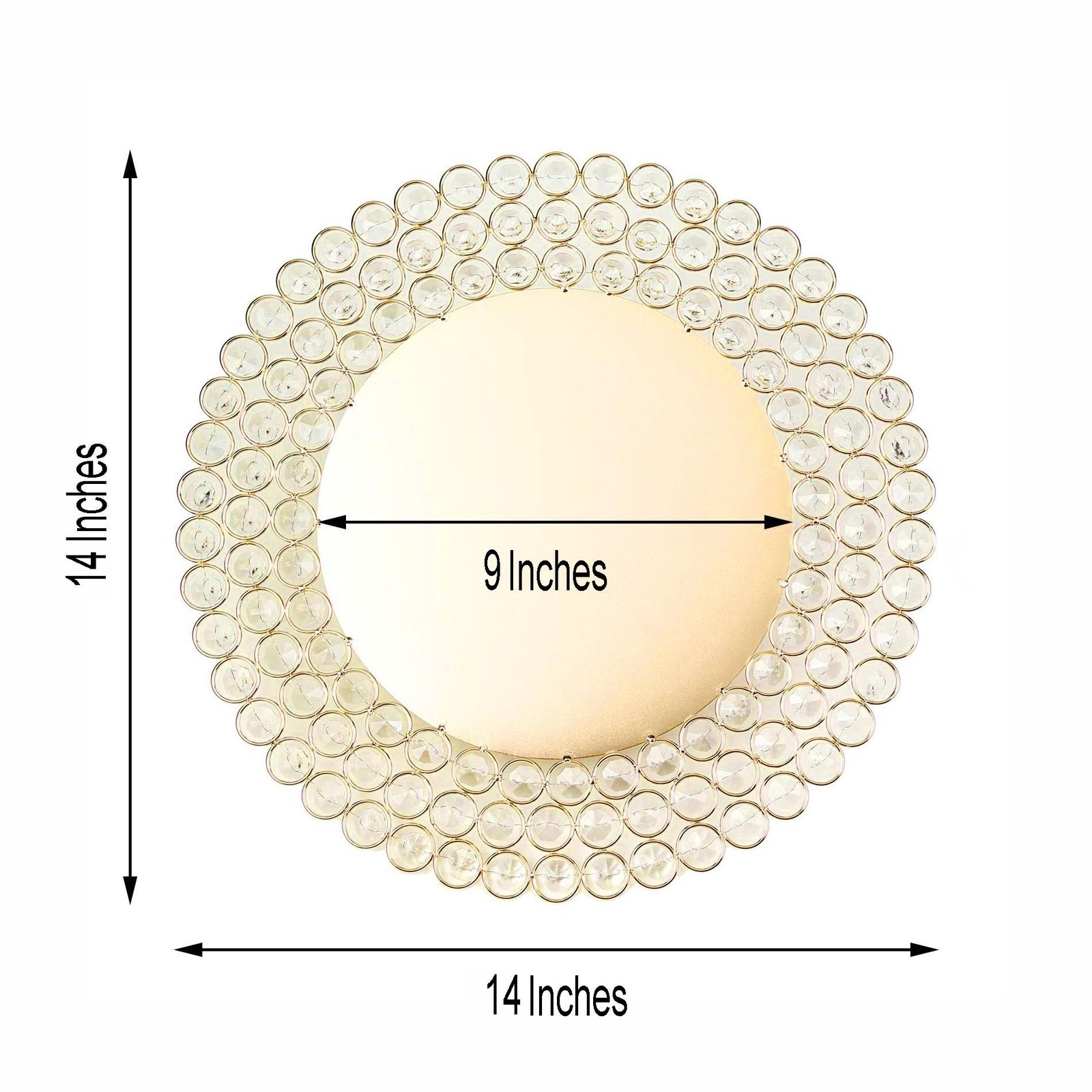 4 GOLD 14″ Metal Crystal Beaded Round Charger Plates Wedding Party Supplies