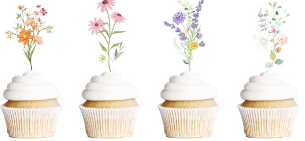 Flower Birthday Cupcake Toppers 40 PCS New in Original Packaging Cake Toppers