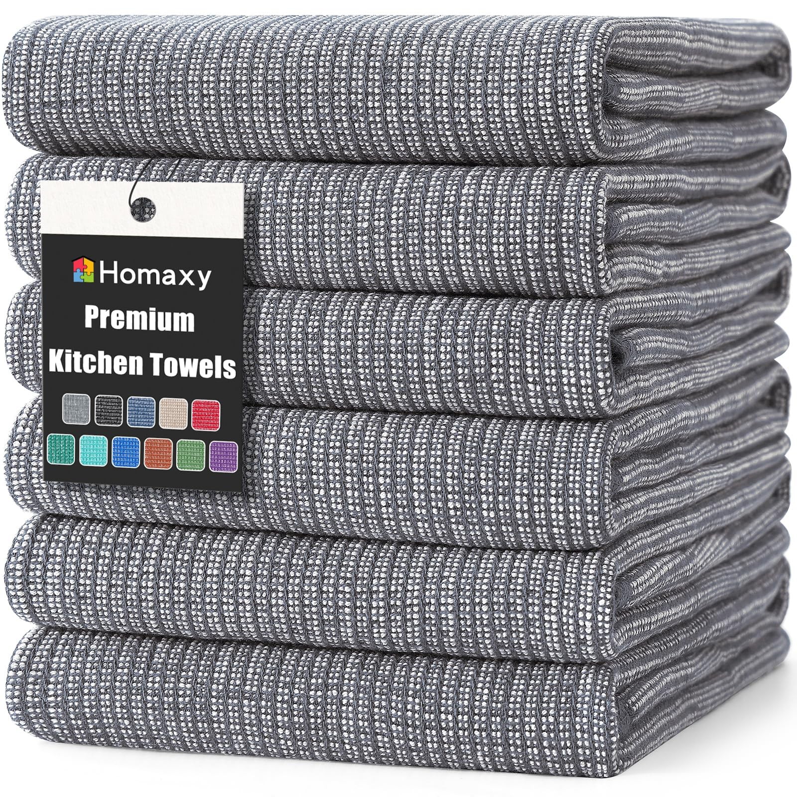 Homaxy Premium Kitchen Towels(18”x 28”, 6 Pack), Large Cotton Kitchen Hand Towel