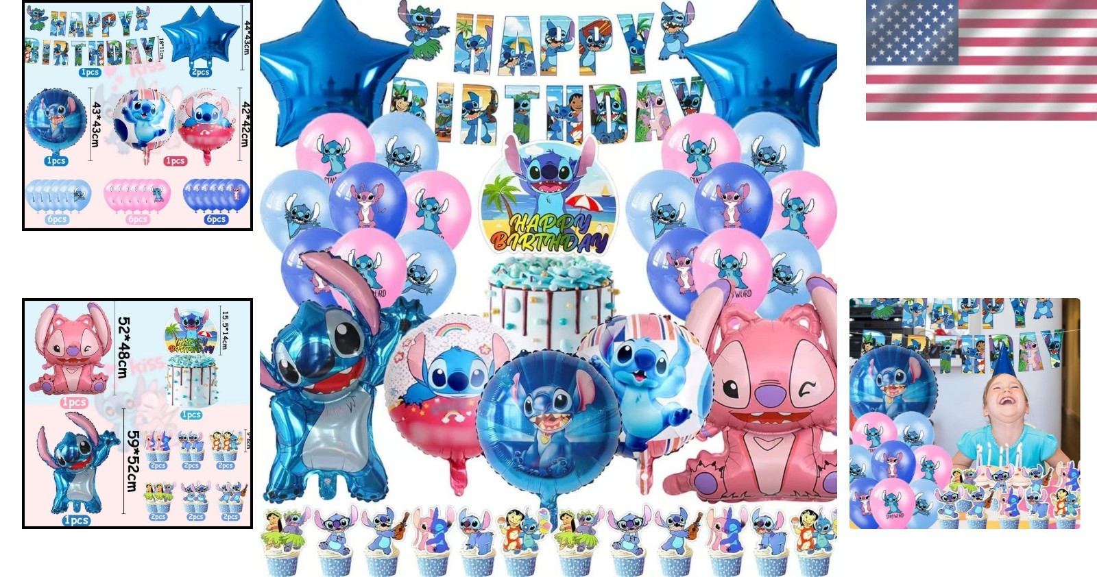 Stitch Birthday Party Supplies Set Balloons Banner Cake Toppers Kids Festive …