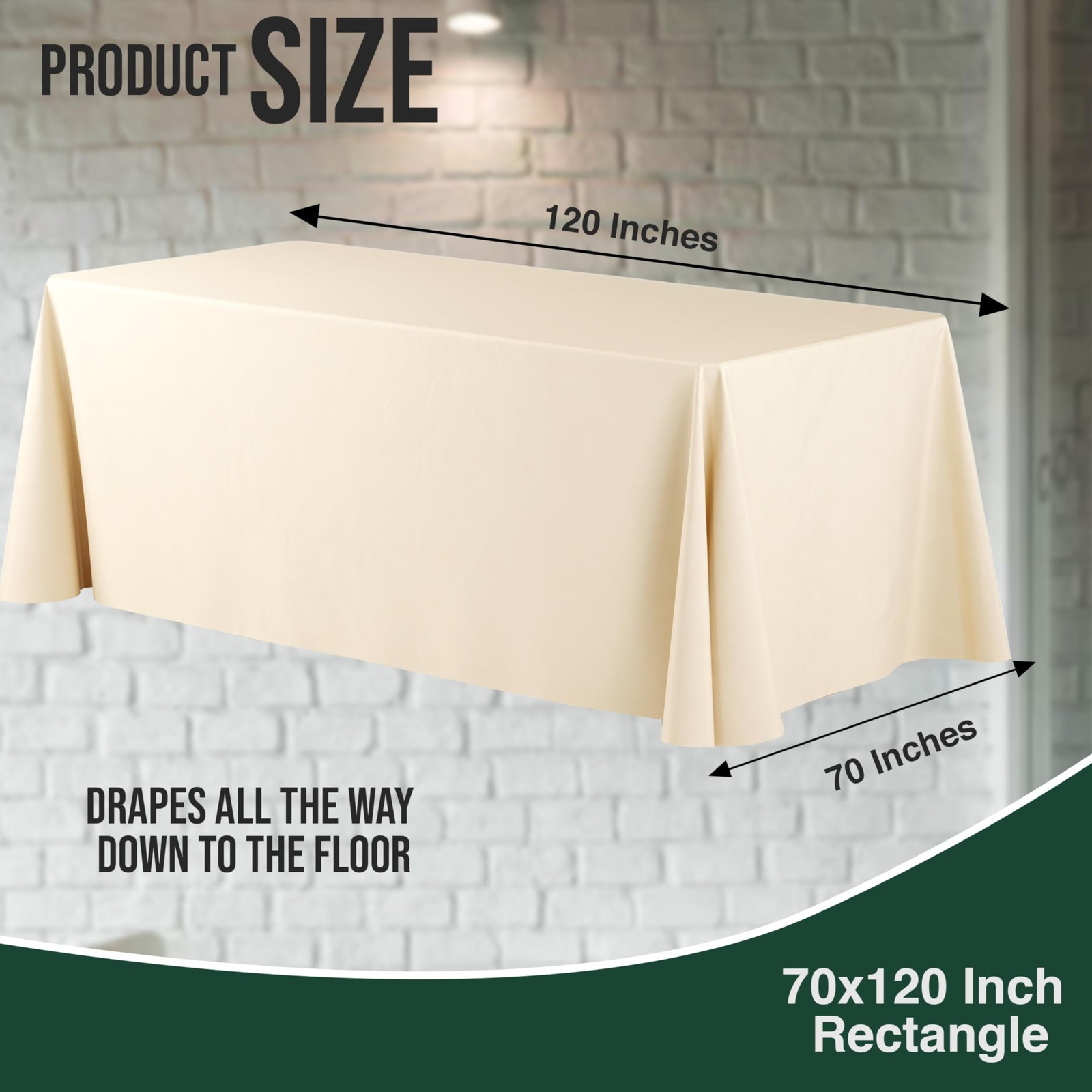 Exquisite 6 Pack Ivory Plastic Table Cloth – 70 x 120″ Rectangle Disposable Tabl