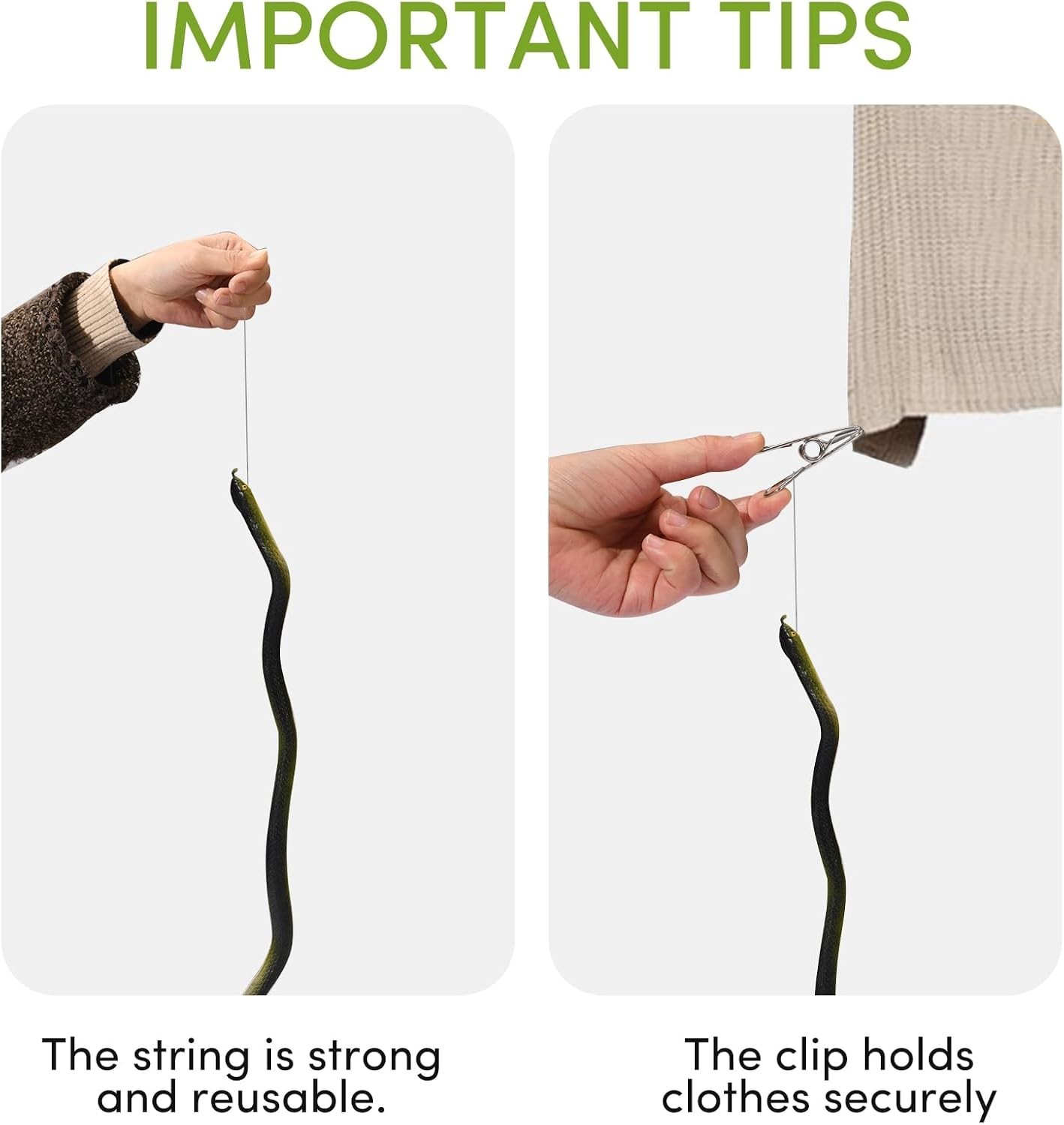 Fake Snake, Rubber Snake Prank with String and Clip, Realistic Rubber Snake P…