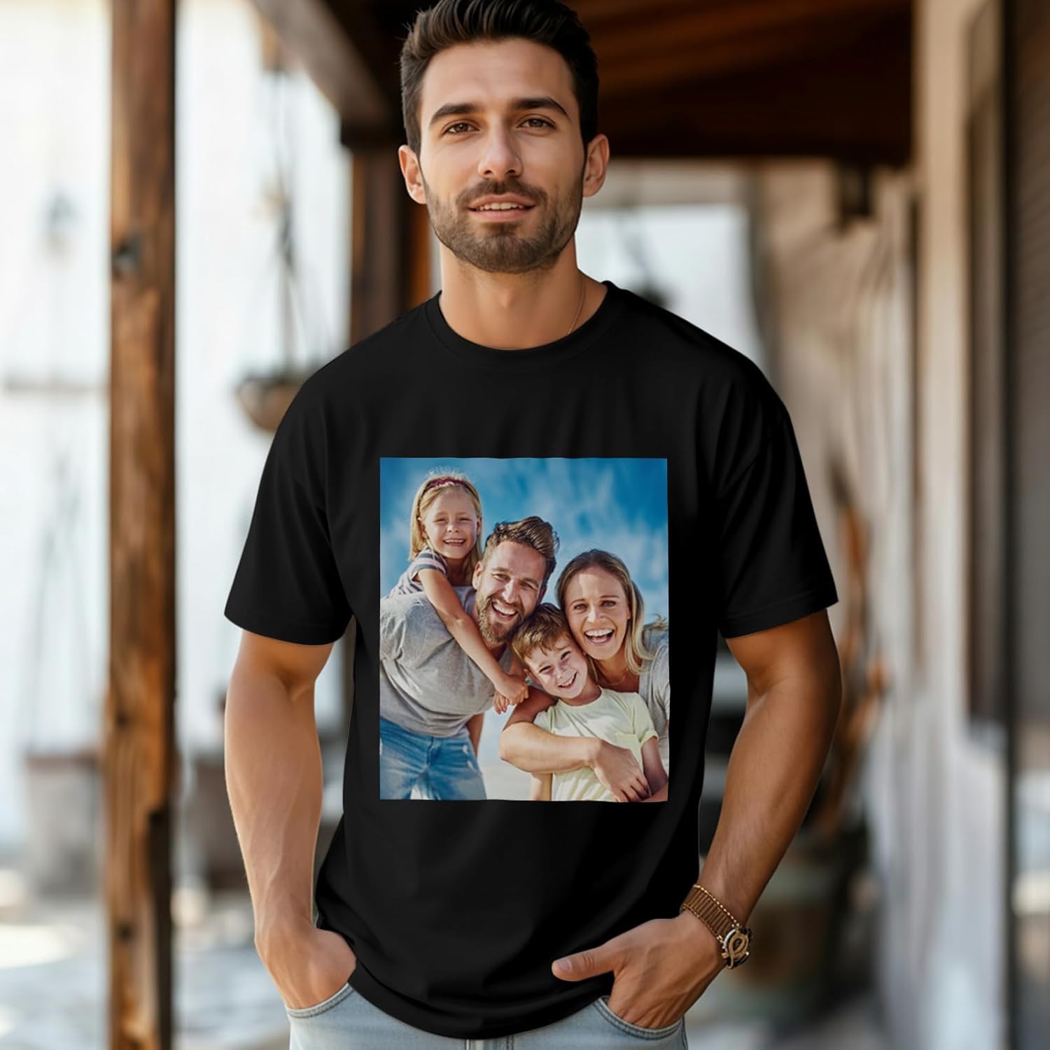 Custom Team Event T-Shirt Upload Logo Text Photo Front Back Cotton Tee