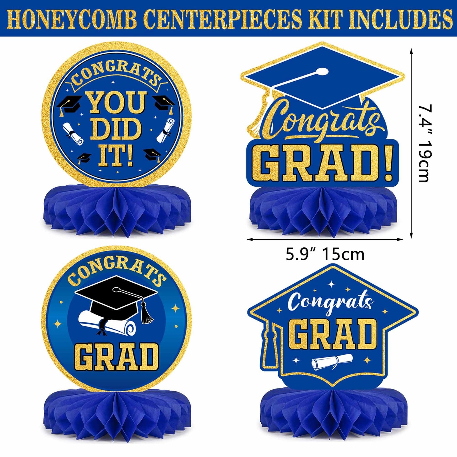 Graduation Decorations Class of 2026 Navy Blue and Gold Balloon Boxes for Hig…