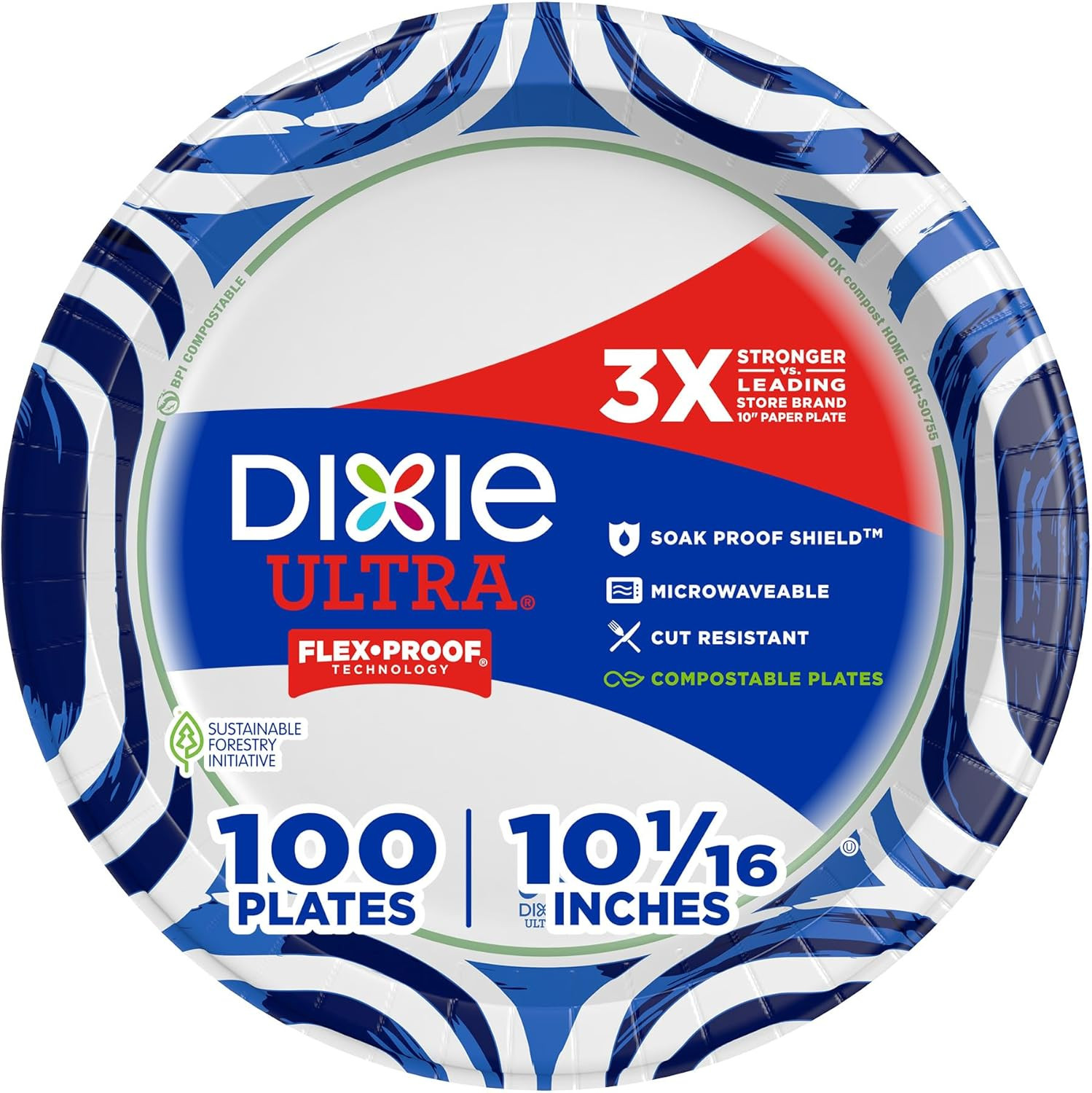 Paper Plates Large 10 Inch Heavy Duty Microwave Safe Soak Proof Disposable