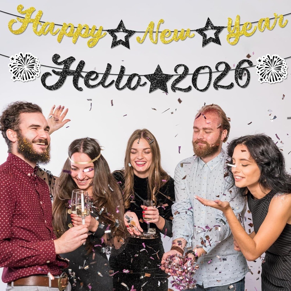Happy New Year Banner Glitter, NO DIY | New Years Eve Party Decorations Supplies