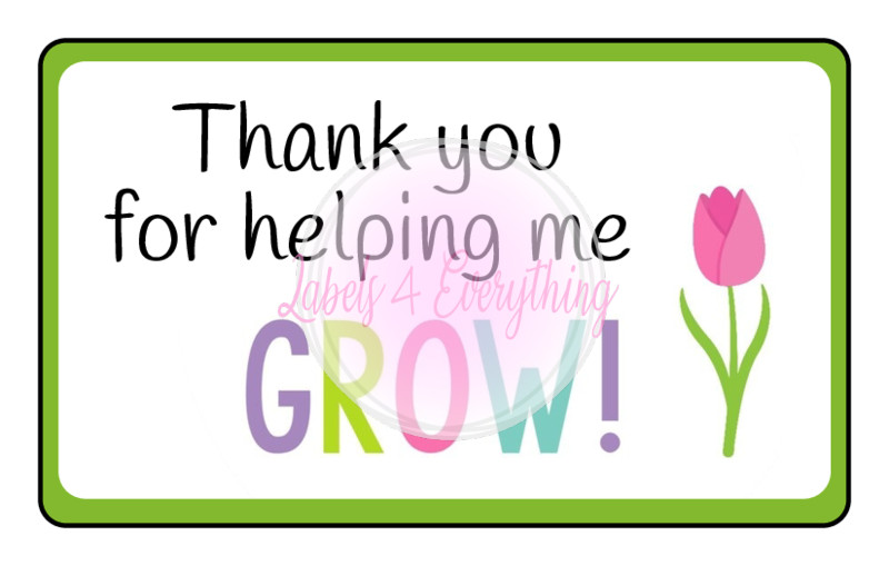 Thank You For Helping Me Grow Rectangle Stickers Teacher Gift Kids Tag Sweet