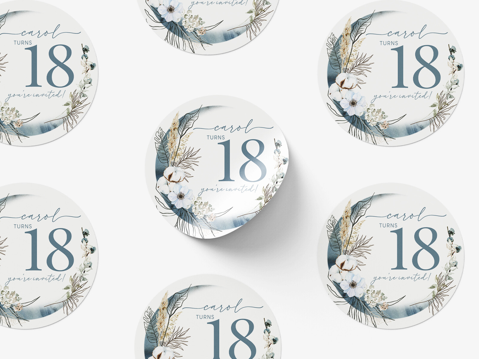 Personalised birthday round sticker labels, custom stickers