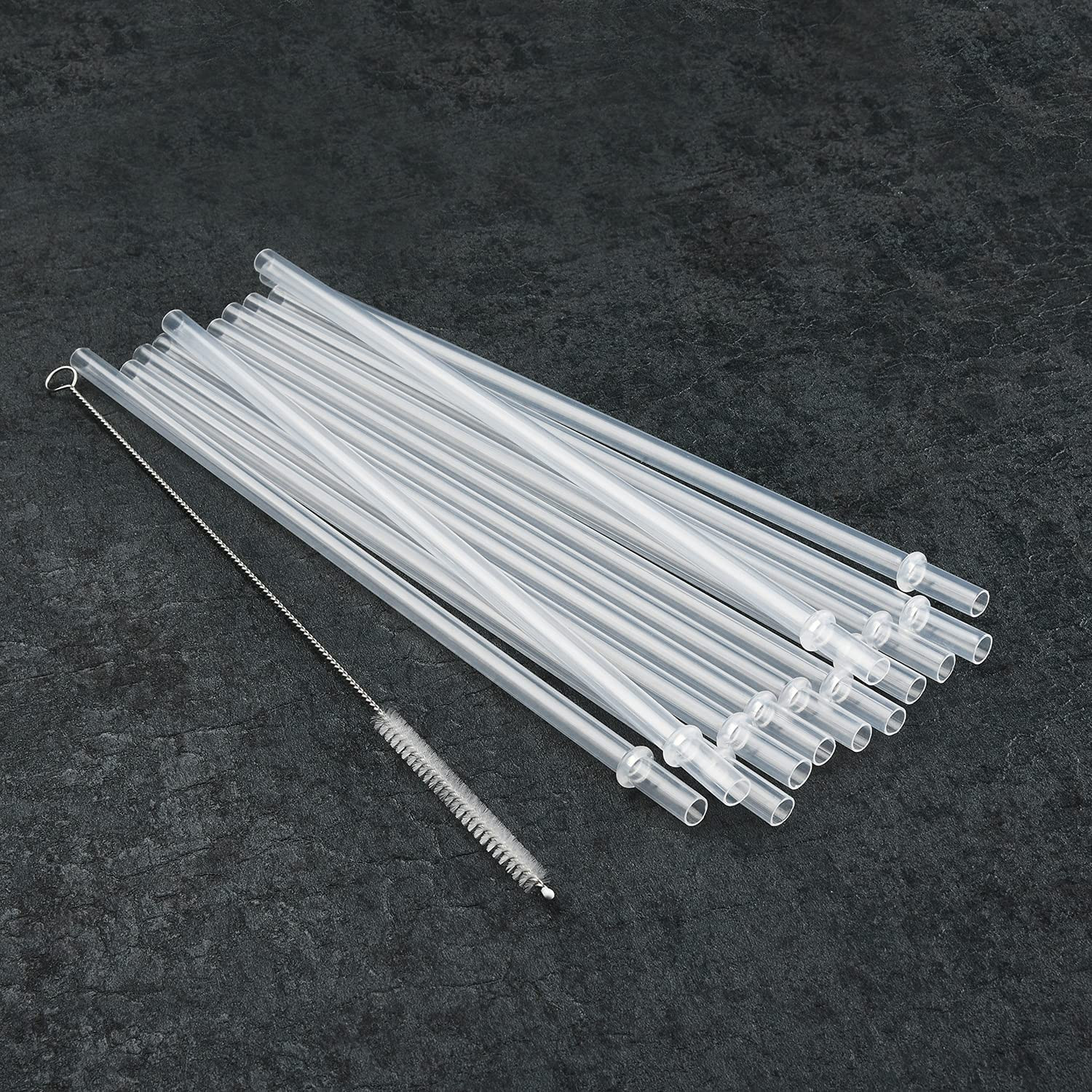 ALINK 12-Pack Reusable Hard Plastic Clear Straws, 10.5 in X 0.3 in Tumbler